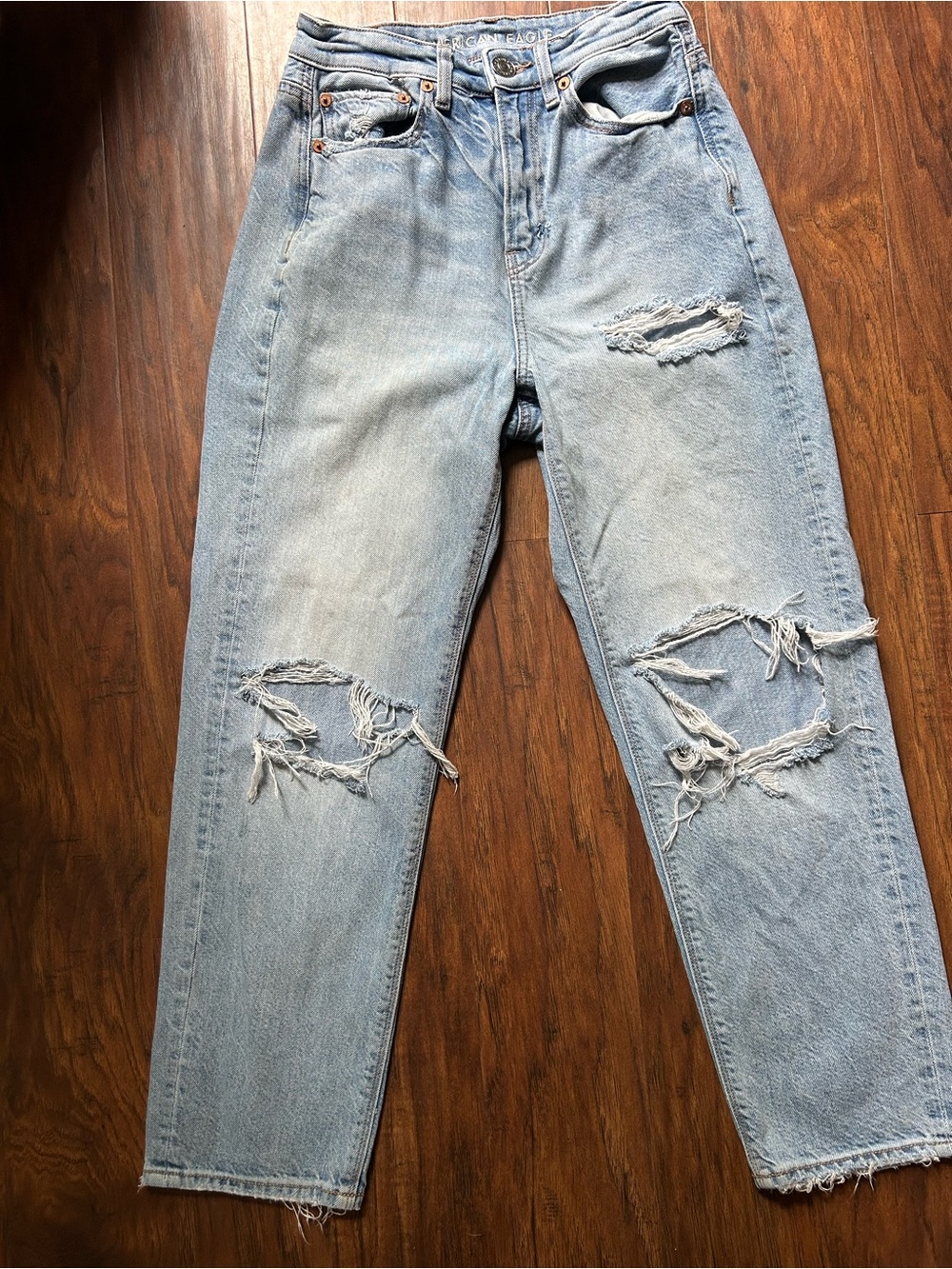 Women’s American Eagle Best Rise 90s Boyfriend Distressed Light Blue Jeans 2 S